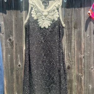 Karen Kane Black Lace Dress with Cream Crochet Detail